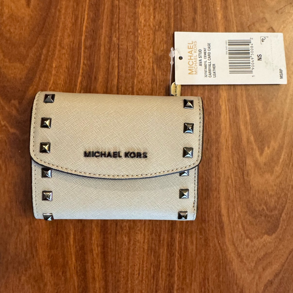 Michael Michael Kors Ava Stud Cement Carryall Wallet